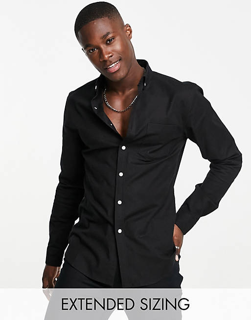 Hombre Other | Camisa Oxford negra de corte slim de ASOS DESIGN - BH10627