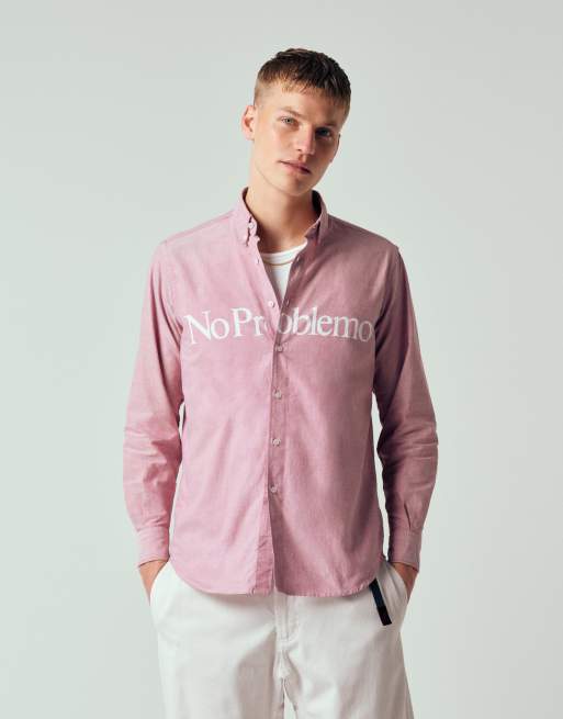 Camisa Oxford roja de manga larga con detalle de logo de No Problemo, 4 de 12