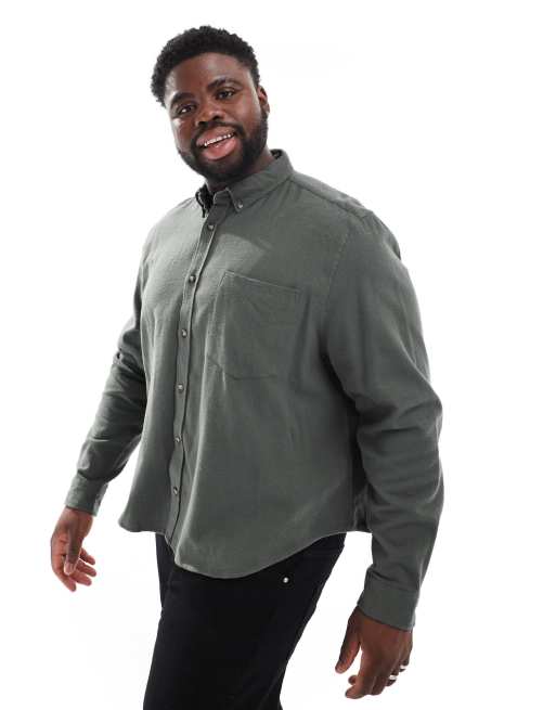 Camisa Oxford verde de corte cuadrado holgado con acabado cepillado de ASOS DESIGN, 2 de 4