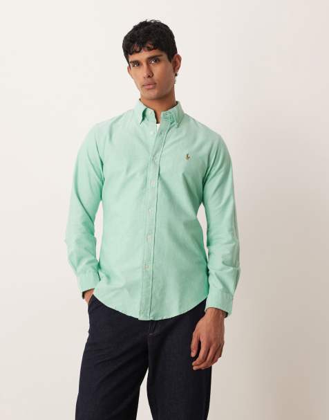 Camisa Oxford verde esmeralda de manga larga con logo de icono de algodón de Polo Ralph Lauren - view 1