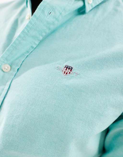 Camisa Oxford verde menta de corte slim con logo de escudo bordado de GANT, 3 de 4