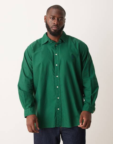 Camisa Oxford verde oscuro con acabado tintado y logo de icono de Polo Ralph Lauren Big & Tall - view 1