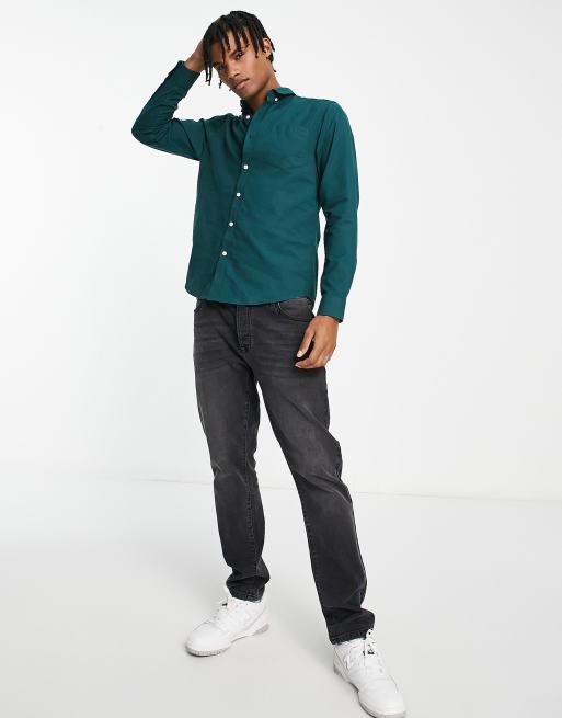 Camisa Oxford verde oscuro de manga larga de New Look, 4 de 4