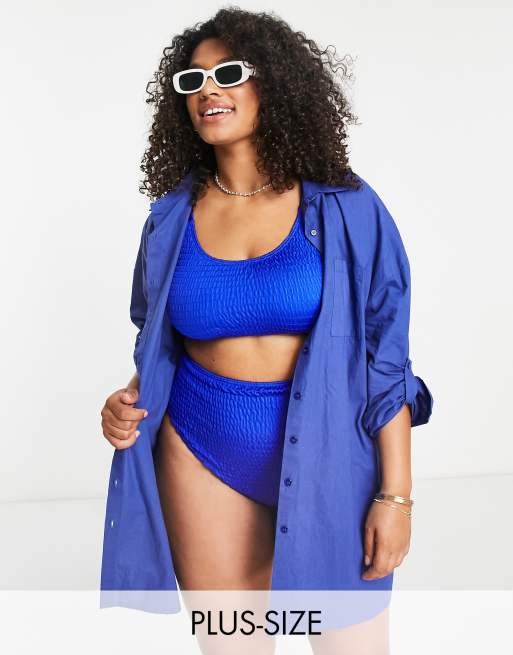 Camisa playera azul cobalto exclusiva de South Beach Curve 