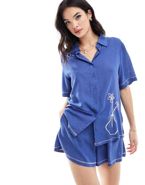 Camisa playera azul de manga corta Bobby de Rhythm (parte de un conjunto) - view 1