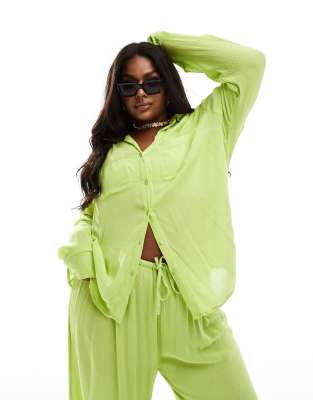 Camisa playera color lima extragrande de manga larga de Esmée Curve (parte de un conjunto)