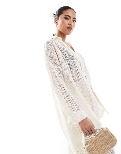 Camisa playera corta color crema de River Island (parte de un conjunto)