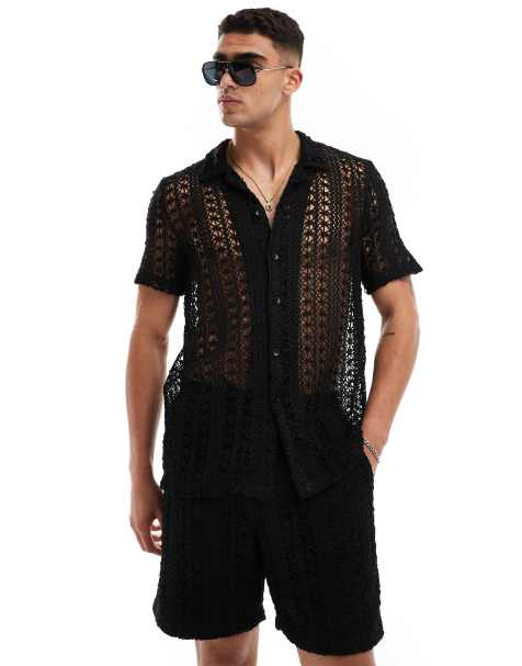 Camisa playera negra de punto de South Beach (parte de un conjunto) - view 1