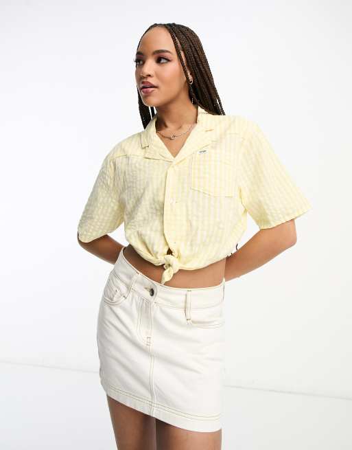 Camisa resort amarilla a cuadros vichy de corte suelto de sirsaca de Wrangler