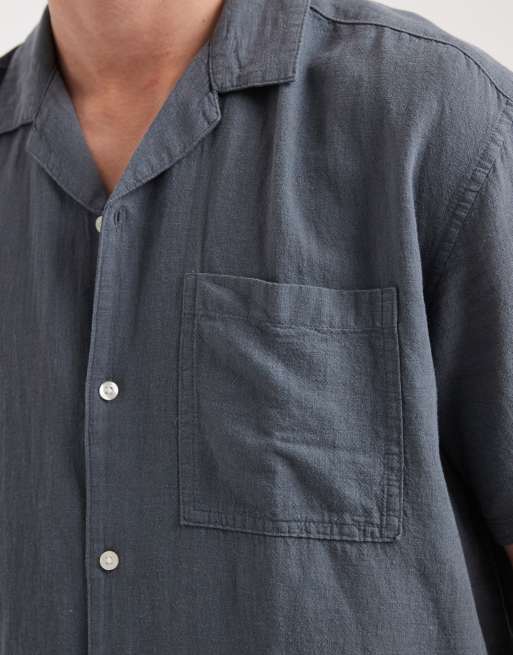 Camisa resort azul grisáceo holgada de mezcla de lino de ONLY & SONS, 5 de 5
