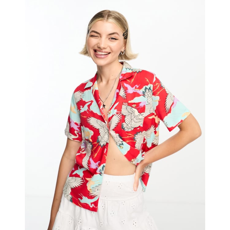 Camisa resort playera roja de estilo vintage de Superdry