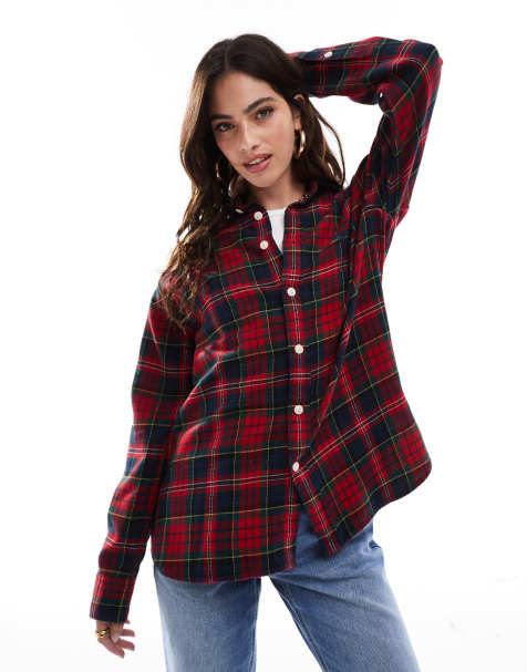 Camisa roja a cuadros con logo de sarga de algodón de Polo Ralph Lauren - view 1