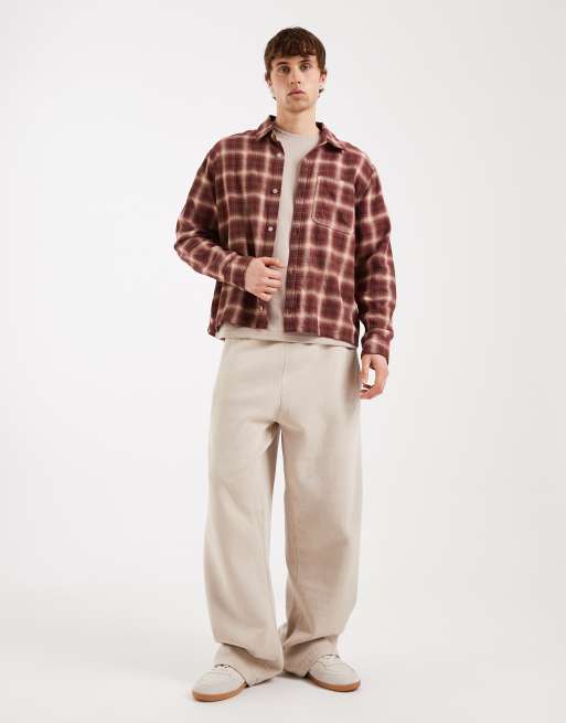 Camisa roja a cuadros escoceses de manga larga de Hollister, 2 de 5