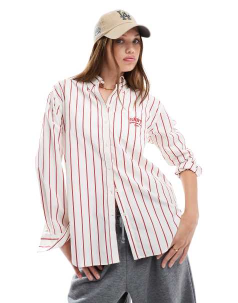Camisa roja a rayas con logo de GANT - view 1