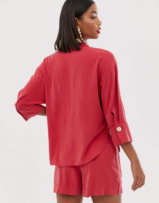 Bocadillo Agnes Gray Reunir Camisa roja con botones en la parte delantera de Mango | ASOS