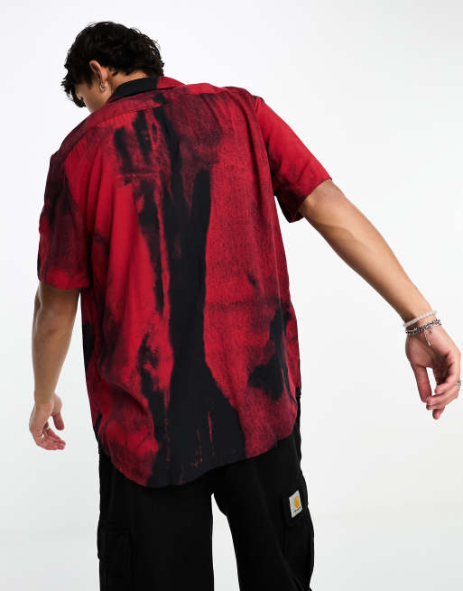 Camisa roja y negra holgada con diseño estampado Ellino de HUGO, 2 de 4