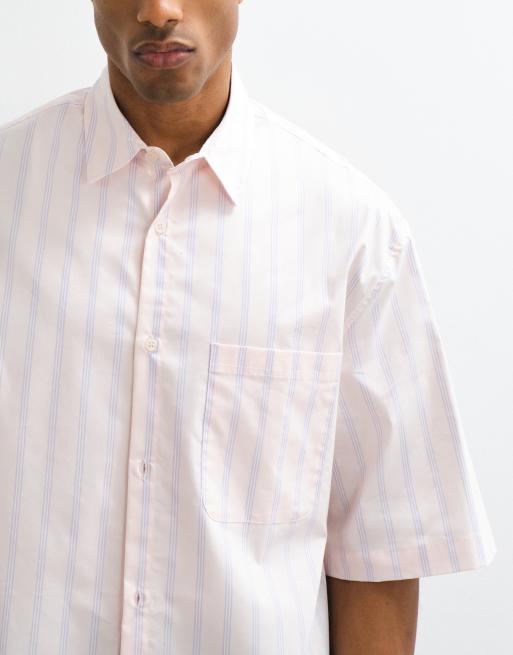 Camisa rosa a rayas de corte cuadrado extragrande de ASOS DESIGN, 4 de 5