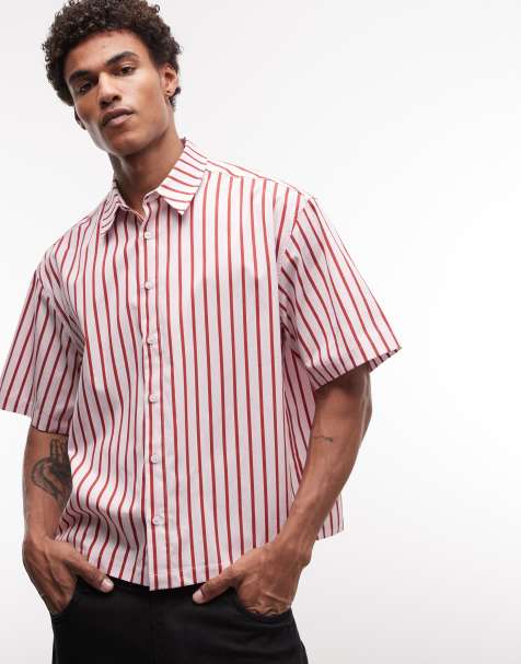 Camisa rosa a rayas de corte cuadrado extragrande de ASOS DESIGN - view 1
