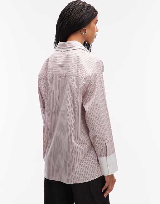 Camisa rosa a rayas extragrande con solapas dobles de ASOS DESIGN, 4 de 4