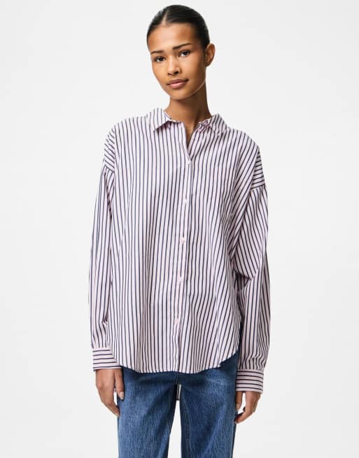 Camisa rosa claro a rayas de Pieces