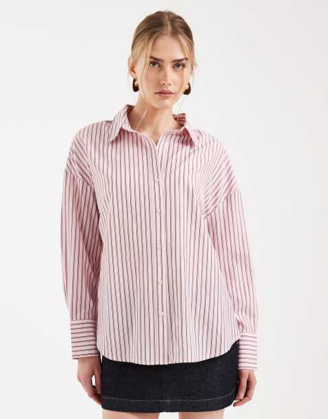 Camisa rosa claro a rayas extragrande de ONLY - view 1