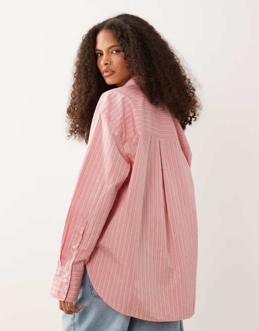Camisa rosa claro con raya diplomática de algodón puro de ARKET, 4 de 4