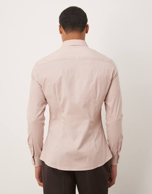 Camisa rosa claro entallada elástica de estilo oficina de ASOS DESIGN, 3 de 5