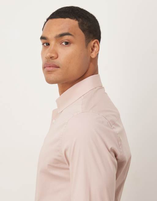 Camisa rosa claro entallada elástica de estilo oficina de ASOS DESIGN, 4 de 5