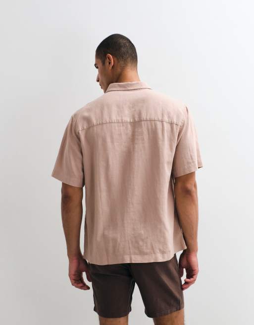 Camisa rosa claro holgada de mezcla de lino de ASOS DESIGN, 2 de 5
