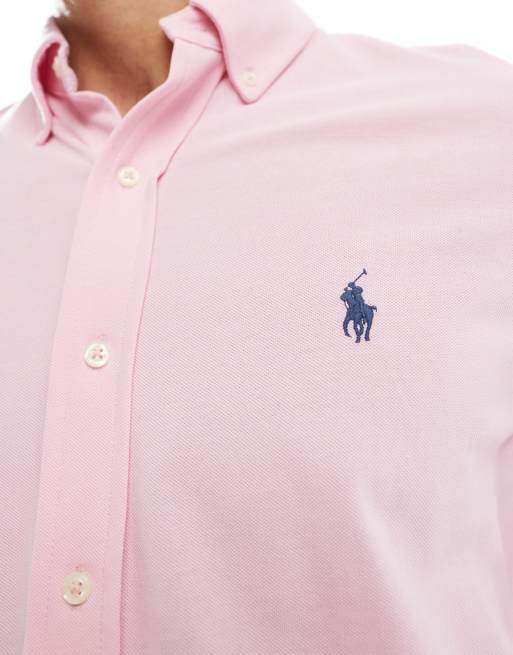 Camisa rosa con logo de piqué de Polo Ralph Lauren, 3 de 4