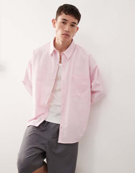 Camisa rosa de manga larga y corte cuadrado con raya diplomática de Reclaimed Vintage