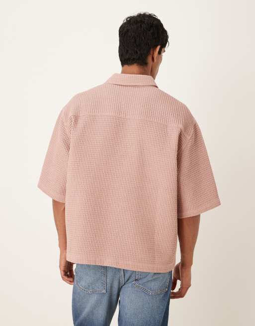 Camisa rosa empolvado de corte cuadrado extragrande con textura gofrada de ASOS DESIGN, 3 de 5