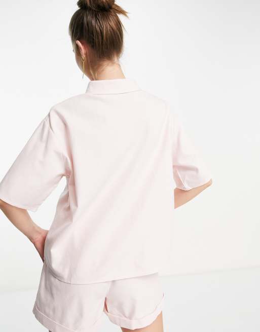 Camisa rosa pastel de corte cuadrado de lino de Pretty Lavish (parte de un conjunto), 2 de 4