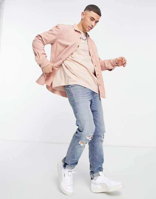 Camisa rosa teñida de sarga de River Island, 3 de 4