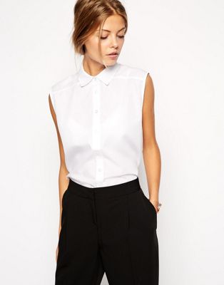 Mujer Ropa de Camisetas y tops de Camisas Camisa sin mangas con detalle de ASOS de color Blanco 
