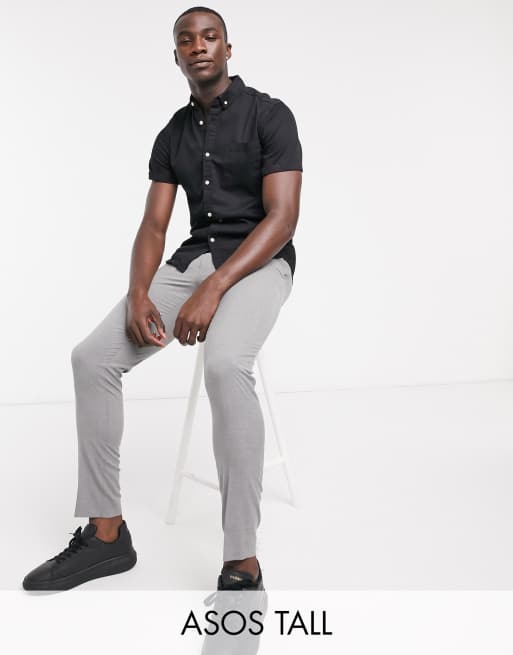 Camisa vaquera ajustada y elástica en negro de ASOS DESIGN Tall