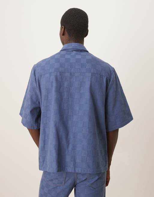 Camisa vaquera azul a cuadros dameros unisex de corte cuadrado de Sister Jane (parte de un conjunto), 3 de 4
