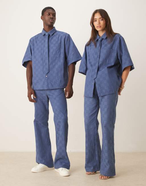 Camisa vaquera azul a cuadros dameros unisex de corte cuadrado de Sister Jane (parte de un conjunto), 4 de 4