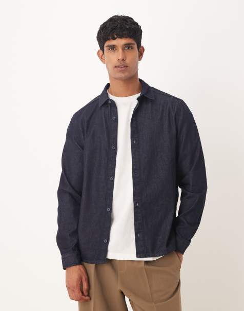 Camisa vaquera azul añil de manga larga y corte estándar de ASOS DESIGN - view 1