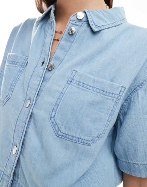 Camisa vaquera azul claro de corte cuadrado de New Look, 2 de 4