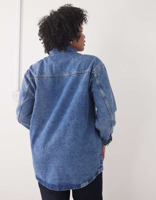 Camisa vaquera azul extragrande con lavado medio de Noisy May Curve, 3 de 4