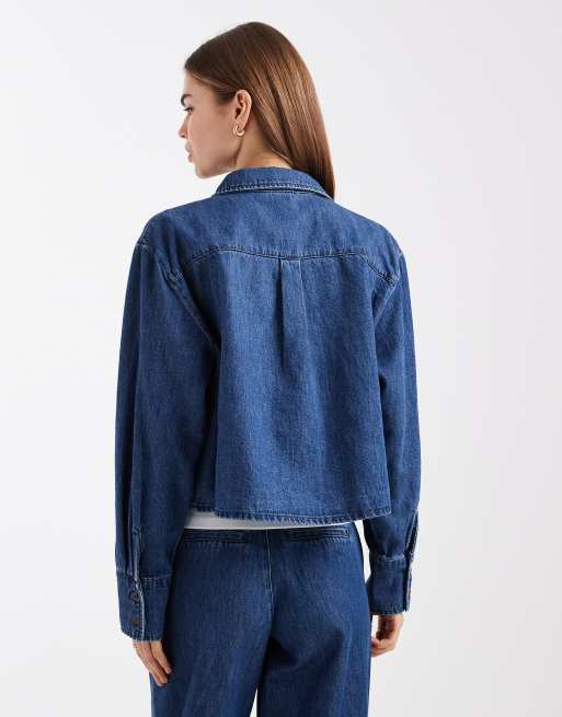Camisa vaquera azul medio con bolsillo utilitario de Vero Moda (parte de un conjunto), 4 de 4