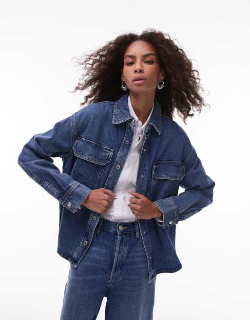 Camisa vaquera azul medio extragrande de Mango (parte de un conjunto)