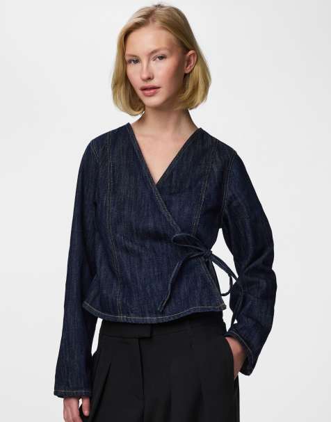 Camisa vaquera azul oscuro de Pieces - view 1