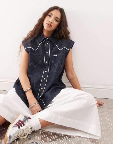 Camisa vaquera azul oscuro sin mangas de estilo wéstern de Wrangler - view 1