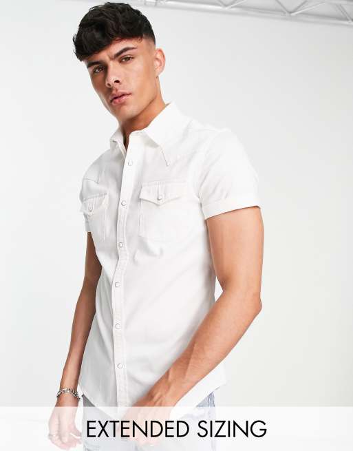 Camisa vaquera blanca estilo western entallada de ASOS DESIGN ASOS