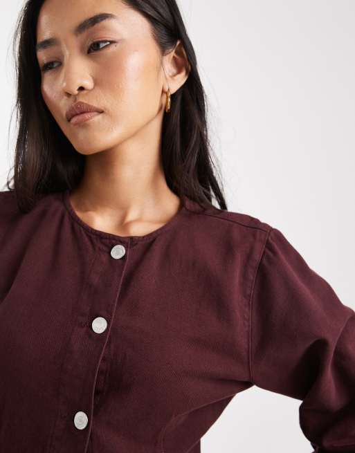 Camisa vaquera color ciruela con cintura ceñida de ASOS DESIGN, 4 de 4