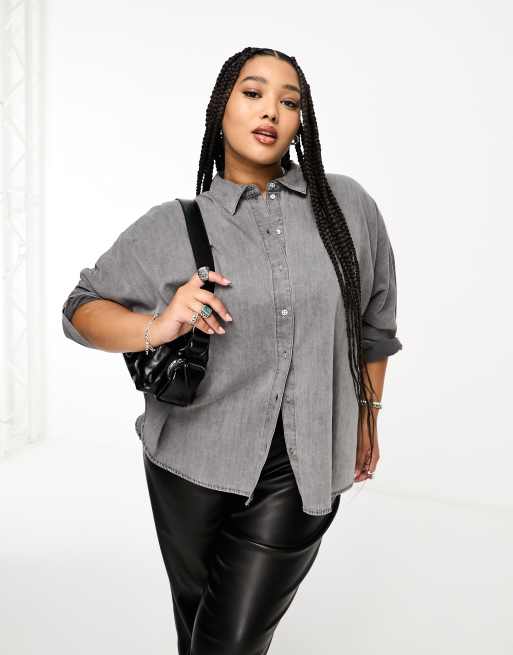 Camisa vaquera gris lavado de Only Curve 