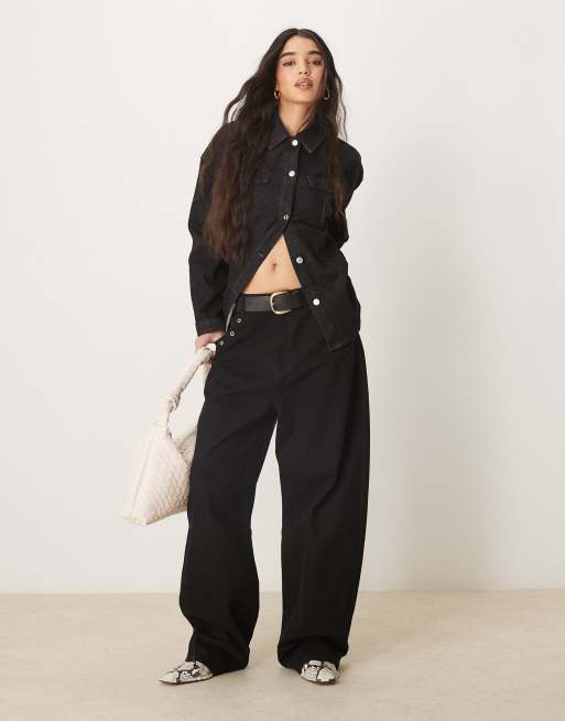 Camisa vaquera negra con cintura entallada de ASOS DESIGN, 2 de 4