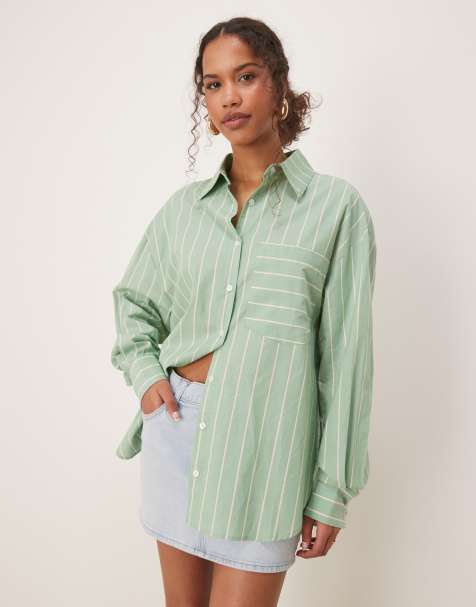 Camisa verde a rayas blancas extragrande de Ghospell - view 1
